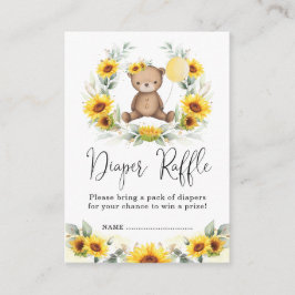 Zonnebloem Teddy Bear Floral Wreater Diaper Raffle Informatiekaartje
