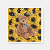 Zonnebloem Teddy Bear Paper Napkins Servet (Voorkant)