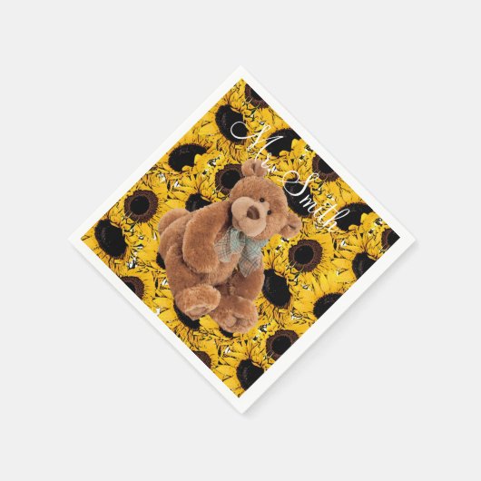 Zonnebloem Teddy Bear Paper Napkins Servet (Hoek)