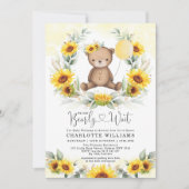 Zonnebloem Teddy Bear Summer Greenery Baby shower Kaart (Voorkant)