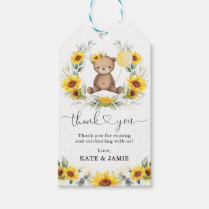 Zonnebloem Teddy Bear Summer Greenery Wreath Favor Cadeaulabel