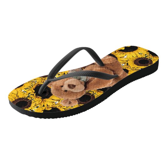 Zonnebloem Teddy Bear Teenslippers (Schuin)