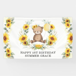 Zonnebloem Teddy Bear Yellow Balloon Happy Birthda Spandoek