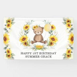 Zonnebloem Teddy Bear Yellow Balloon Happy Birthda Spandoek