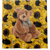 Zonnebloem teddybeer douchegordijn (Voorkant)