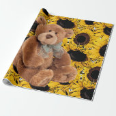 Zonnebloem teddybeer mat inpakpapier (Uitgerold)