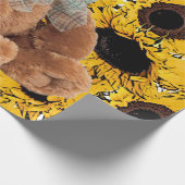Zonnebloem teddybeer mat inpakpapier (Hoek)