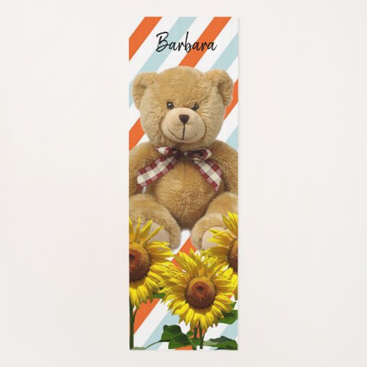 Zonnebloem teddybeer yoga mat (Voorkant)