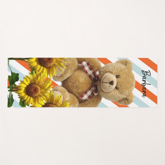 Zonnebloem teddybeer yoga mat (Voorkant (horizontaal))