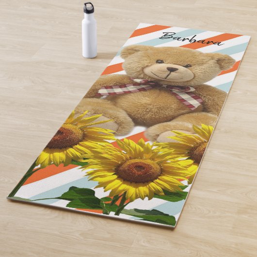 Zonnebloem teddybeer yoga mat (In situ)