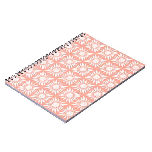 Zonnebloem Tegel Pattern Pink White Notitieboek (Linkerzijde)