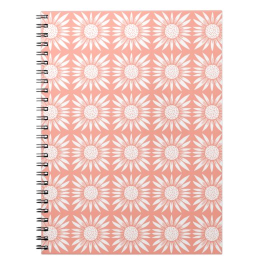 Zonnebloem Tegel Pattern Pink White Notitieboek (Voorkant)