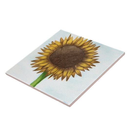  zonnebloem tegeltje (Zijkant)