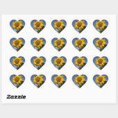 Zonnebloem tegen blauwe hemel hart sticker (Vel)