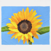 Zonnebloem tegen zon op blauwe hemel - Zomer Fleece Deken (Voorkant (Horizontaal))