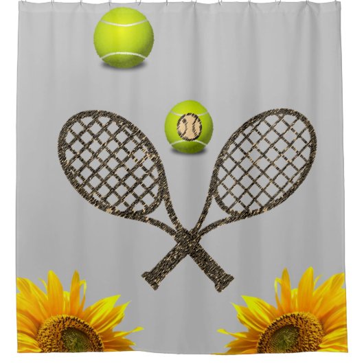 Zonnebloem Tennis Showgordijn Douchegordijn (Voorkant)