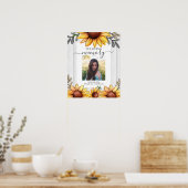 Zonnebloem 'Ter liefdevolle herinnering' fotoposte Poster (Keuken)