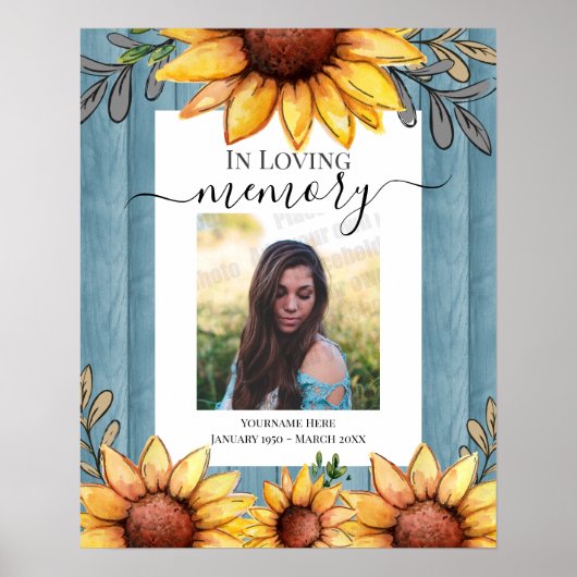 Zonnebloem 'Ter nagedachtenis aan' fotoposter Poster (Voorkant)