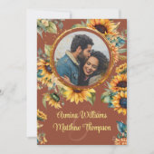 Zonnebloem terracotta foto bruiloft met RSVP Kaart (Voorkant)