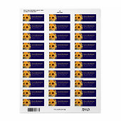 Zonnebloem Terugadreslabels Navy Blauwe Etiket (Full Sheet)
