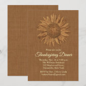 Zonnebloem Thanksgiving Binnenuitnodiging Kaart (Voorkant / Achterkant)