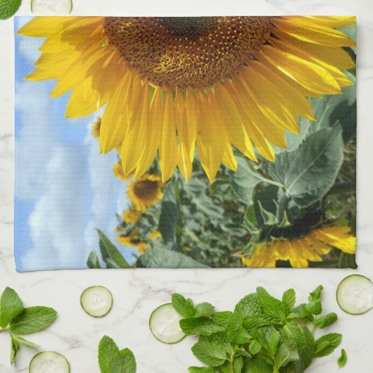 Zonnebloem theedoek (Gevouwen)