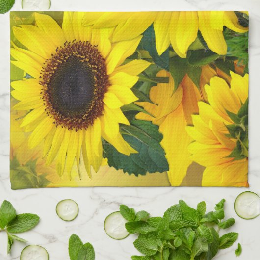 Zonnebloem Theedoek (Gevouwen)