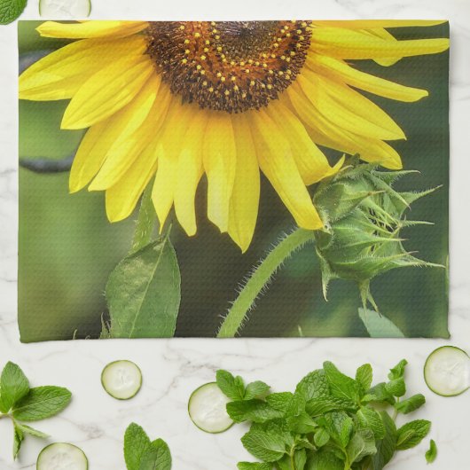Zonnebloem Theedoek (Gevouwen)