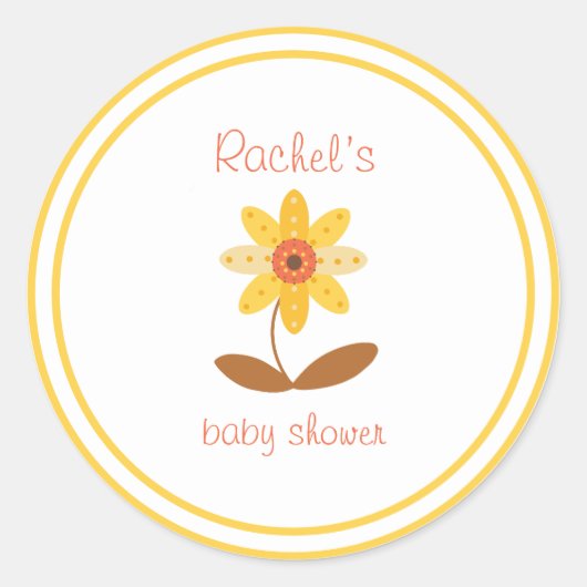 Zonnebloem Thema Baby shower Sticker (Voorkant)