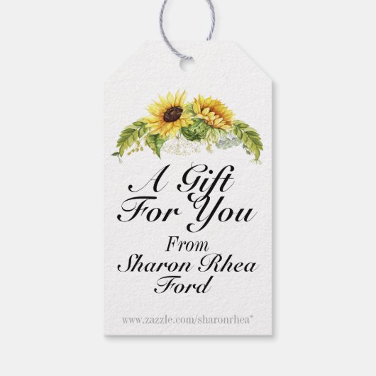 Zonnebloem thema cadeaulabel (Achterkant)