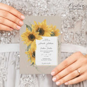 Zonnebloem thema, Country schuur rustieke bruiloft Kaart