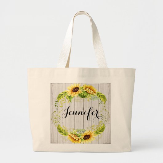 Zonnebloem thema grote tote bag (Voorkant)