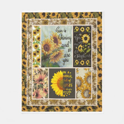 Zonnebloem thema Je bent mijn zonneschijn Fleece Deken (Voorkant)