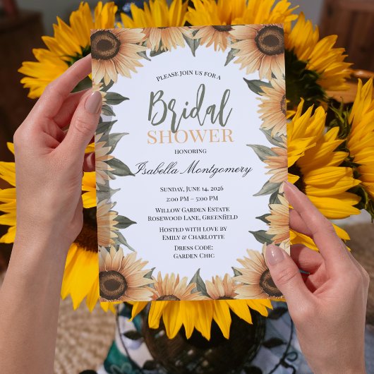 Zonnebloem Thema Rustieke Bruiloftsborrel Kaart