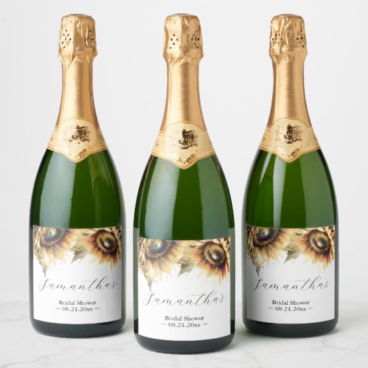 Zonnebloem Thema Sjabloon Champagne Labels Sparkling Wijnetiket (Flessen)