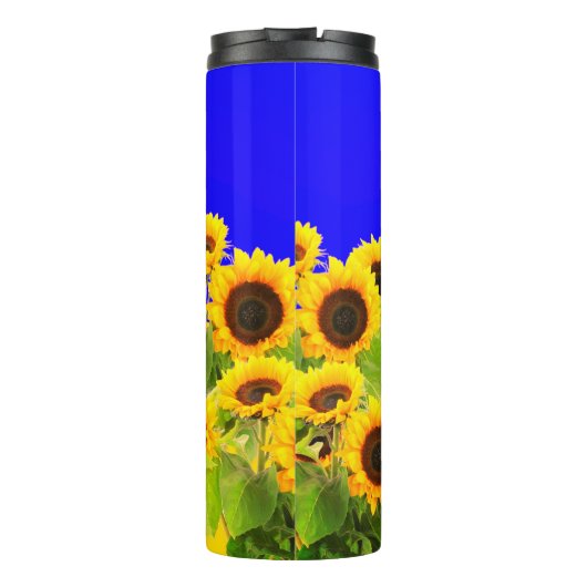 Zonnebloem Thermische Tumbler met Oekraïne Vlag Kl Thermosbeker (Achterkant)