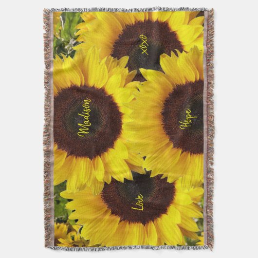 Zonnebloem Throw Blanket Deken (Voorkant Verticaal)
