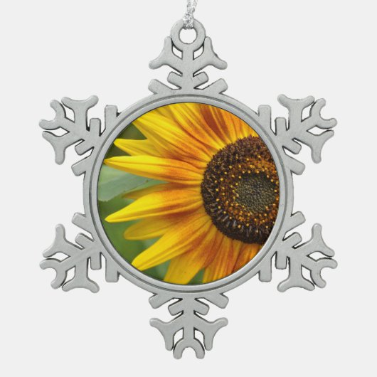 Zonnebloem Tin Sneeuwvlok Ornament (Voorkant)