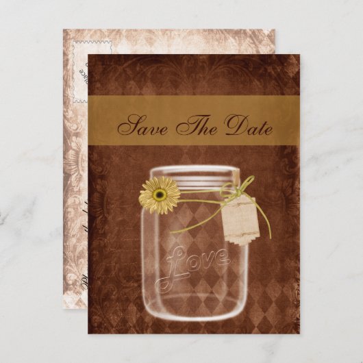 zonnebloem - tong - bruiloft met uitzondering van  aankondigingskaart (Voorkant / Achterkant)