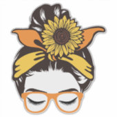 Zonnebloem Top Knoop Sticker (Voorkant)