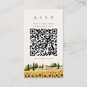 Zonnebloem Toscaanse Italiaanse Zomer QR Code RSVP Informatiekaartje