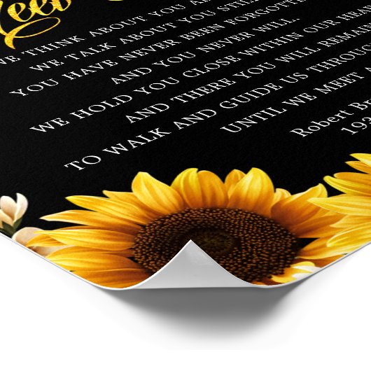 Zonnebloem Tot We Elkaar Weer Ontmoeten Rouwdicht  Poster (Hoek)