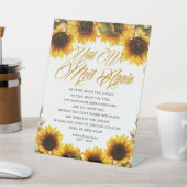 Zonnebloem tot we weer een begrafenisgedicht aantr reclamebord met voetstuk (Insitu)