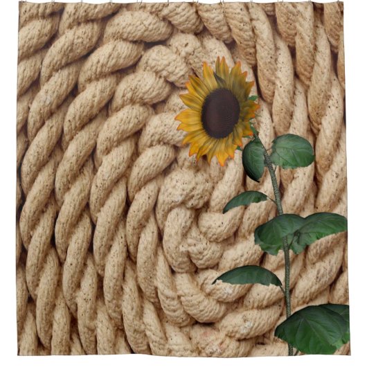 Zonnebloem touw douchegordijn (Voorkant)