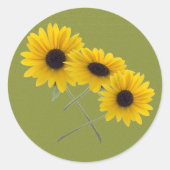 Zonnebloem Trio Foto's zomerkleuren Ronde Sticker (Voorkant)
