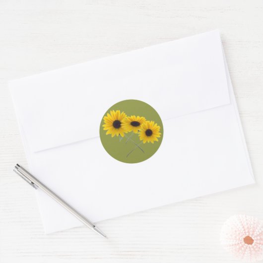 Zonnebloem Trio Foto's zomerkleuren Ronde Sticker (Envelop)