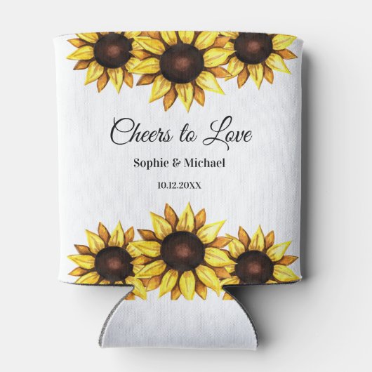 Zonnebloem Trouw Bruiloft Bloemen Blikjeskoeler (Achterkant)