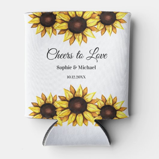 Zonnebloem Trouw Cheers Bloemen    Blikjeskoeler (Voorkant)