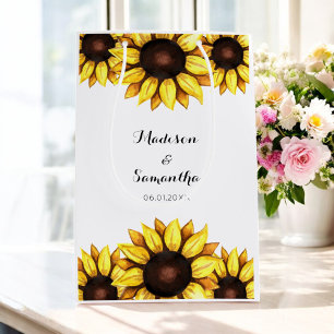 Zonnebloem Trouw Geel Wit Medium Cadeauzakje
