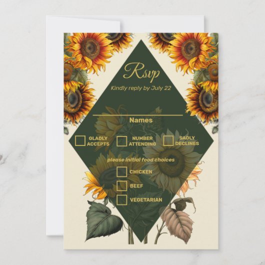 Zonnebloem Trouwbos Groen RSVP Kaart (Voorkant)